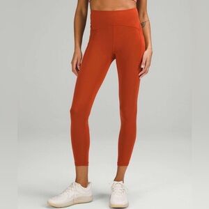Lululemon Women’s Size 6 Orange Aztec Brick Power Thru High Rise 25" Leggings